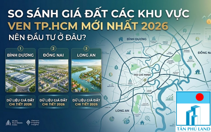 So sánh giá đất các khu vực ven TP.HCM mới nhất 2026 – Nên đầu tư ở đâu?