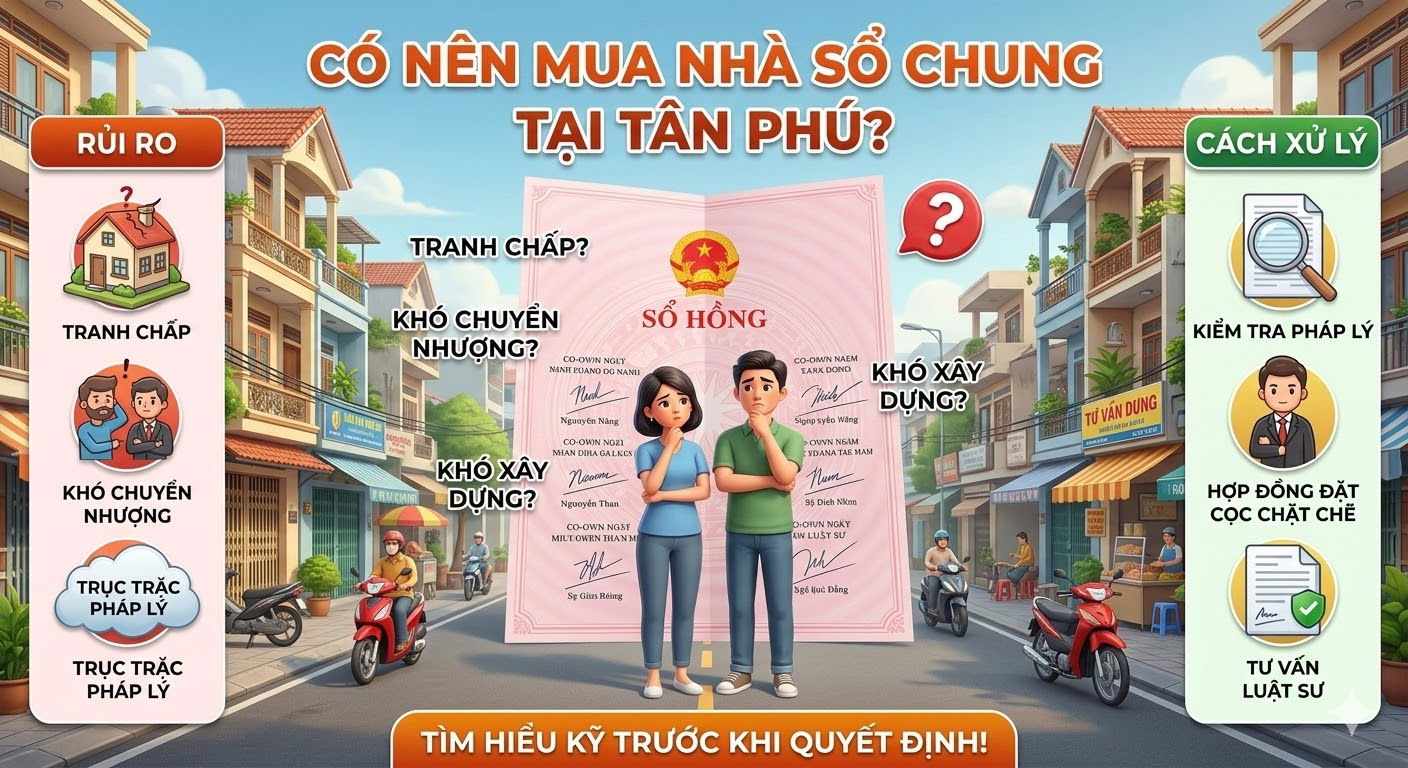 Có nên mua nhà sổ chung tại Tân Phú không? Rủi ro và cách xử lý