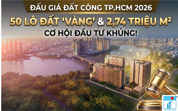 TP.HCM đấu giá 50 lô đất “vàng” năm 2026: Cơ hội đầu tư 2,74 triệu m² đất công