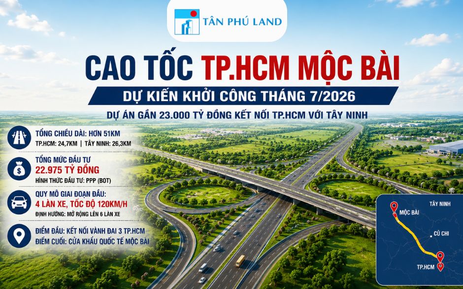 Cao tốc TP.HCM Mộc Bài dự kiến khởi công tháng 7/2026